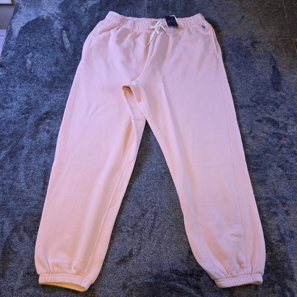Polo Ralph Lauren Pony Logo Sweatpant Joggers Womens XL Terry Cloth Lined Pink